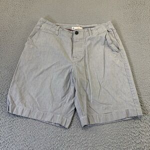 J. Crew Chino Shorts Mens 33 White Gray Stripe 10" Inseam Button Fly 100% Cotton